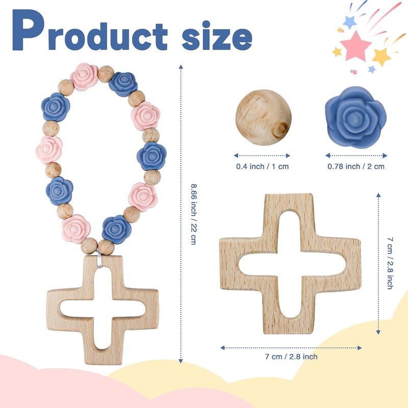 Sumalon Cross Baptism Silicone Rosary, First Communion Rosary Collection Shower Christian Communion Gifts - Image 2